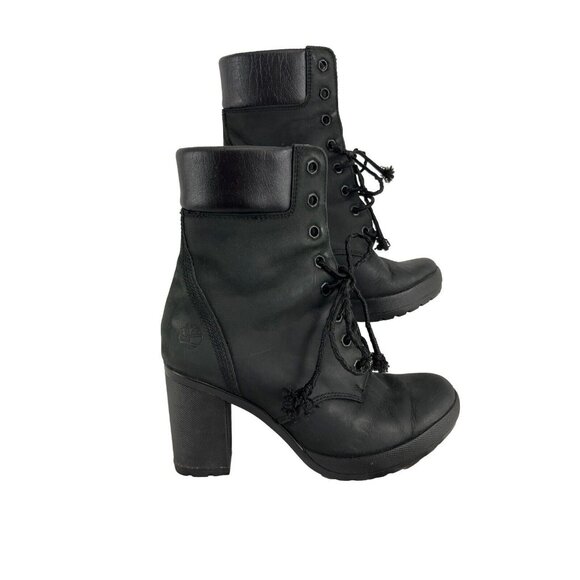 Timberland Ortholite Black Nubuck Heeled Booties Women's Size 6.5 - Picture 1 of 10